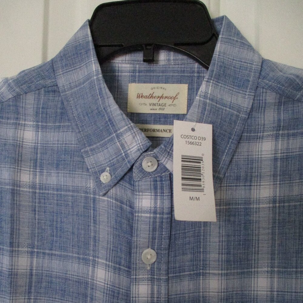 Weatherproof Mens S/S Blue Button Down Casual Shirt NWT - Size Medium